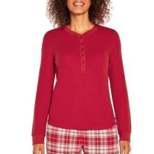 Gap Long Sleeve Shirt Red Crew Neck Henley Sleep Top Size L
